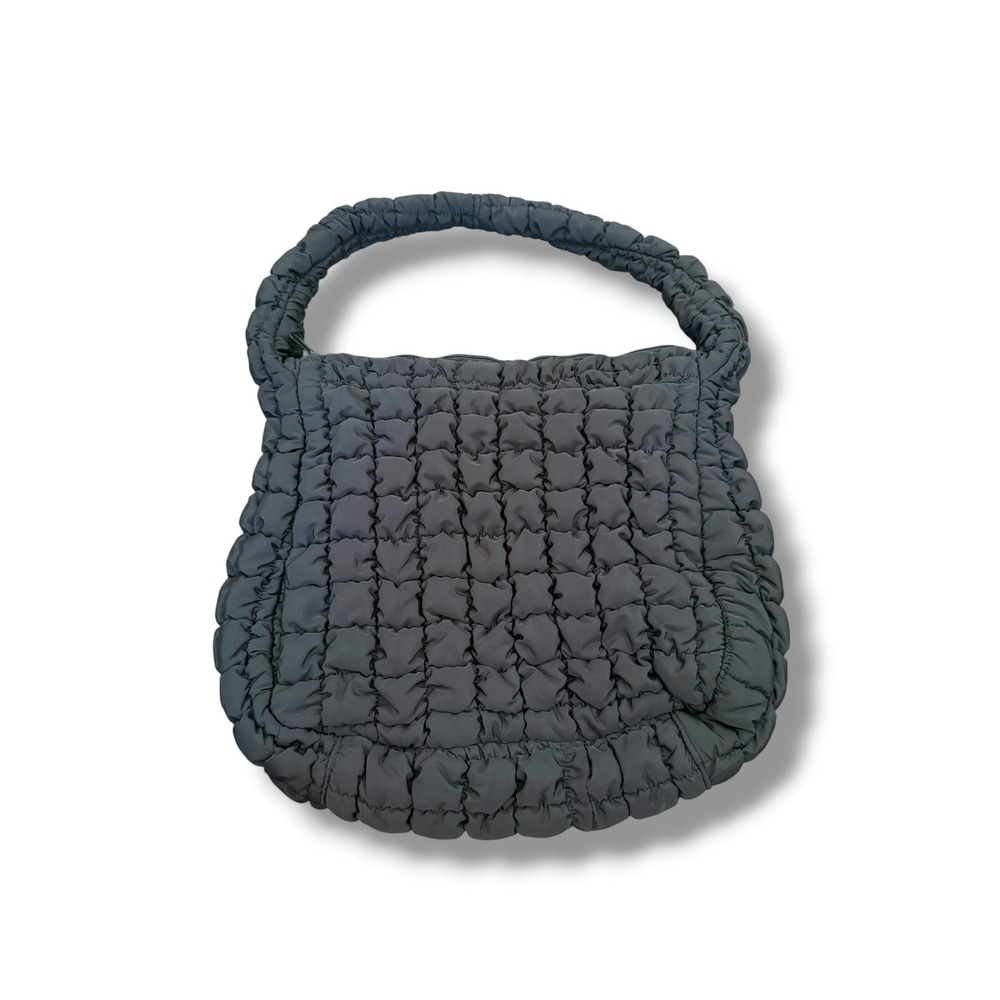 Wild Fable Black Quilted Puffer Hobo Tote Bag Large Ruched Shoulder Strap Y2K